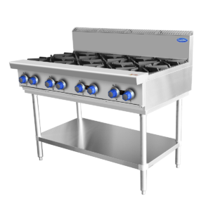 CookRite AT80G8B-F-NG 8 burner natural gas cooktop with heavy-duty stainless steel construction for commercial kitchens