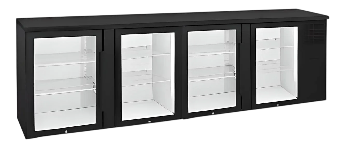 Anvil BBZ0400 Four Door Glass Backbar Fridge – 670L Black | Commercial commercial kitchen equipment