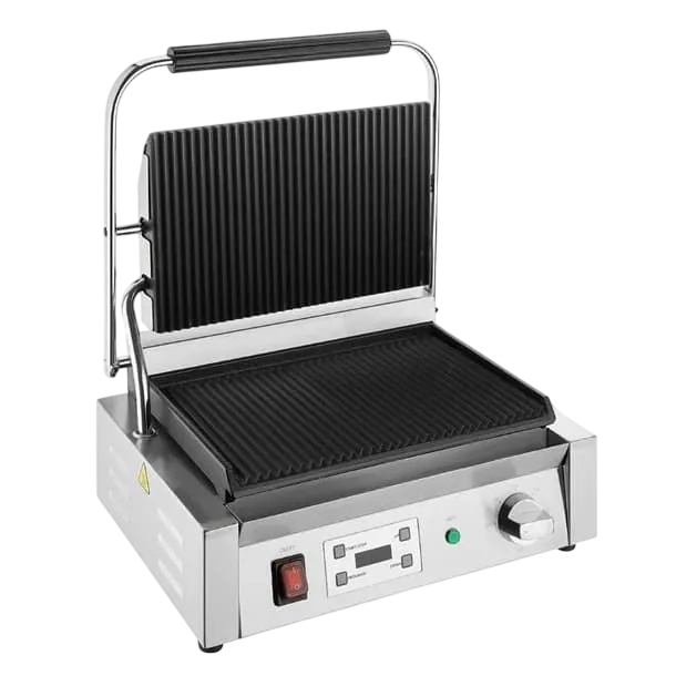 Apuro CU608-A Extra Large Contact Grill – Ribbed Plate with Timer commercial kitchen equipment