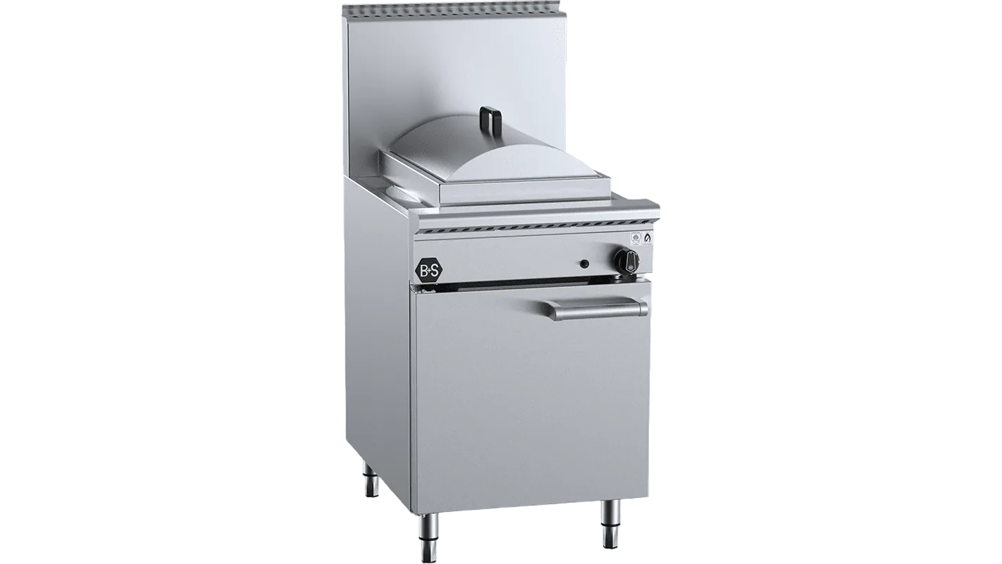 B+S Black CFPSF-1HE Single Hole Waterless Heat Exchange Steamer with Cheung Fun Insert commercial kitchen equipment