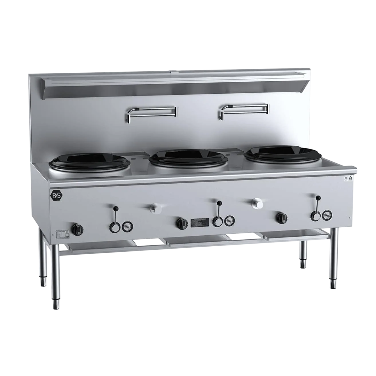 B+S Black UFWWD-3 Three Hole Deluxe Waterless Wok Table – 1800mm commercial kitchen equipment