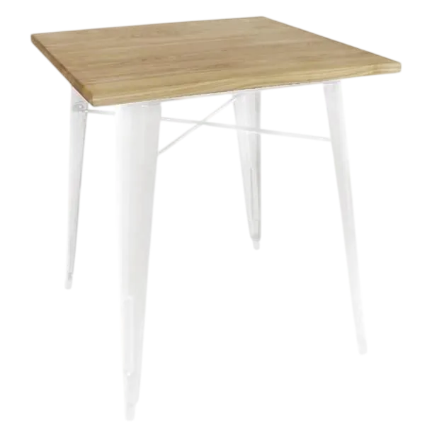 Bolero 700mm Square Steel Bistro Table with Wooden Top (White) commercial kitchen equipment