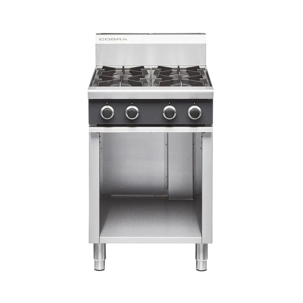 Cobra C6D 4-Burner Gas Cooktop on Open Cabinet Base – 600mm commercial kitchen equipment
