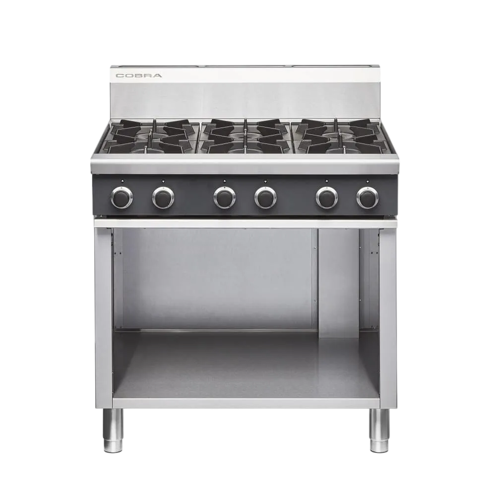 Cobra C9D 900mm Six Burner Gas Cooktop – Open Cabinet Base, 132MJ/h commercial kitchen equipment