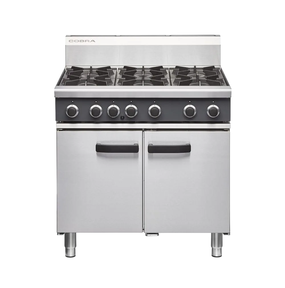 Cobra CR9D Gas 6-Burner Cooktop with 2/1 GN Static Oven – 160MJ/h commercial kitchen equipment