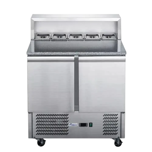 FED-X XGNS900E Two Door Salad Prep Fridge – 240L, Marble Top, R600a commercial kitchen equipment