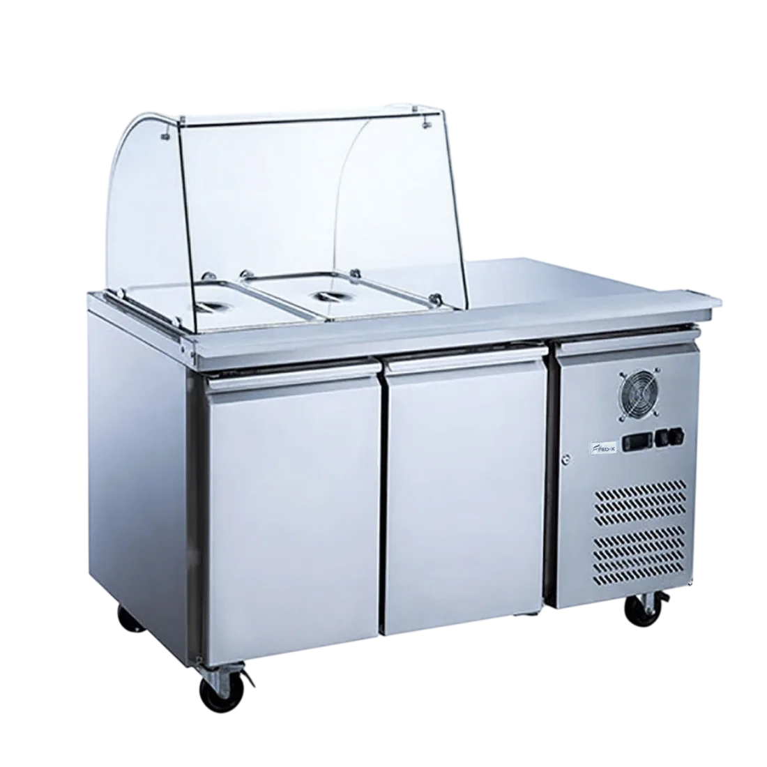 FED-X XTHP2100SALGC Salad Prep Fridge | 314L | 2 Doors | Curved Glass | Fan-Cooled commercial kitchen equipment