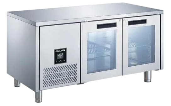Glacian BCG71815 2 Door Glass Fridge – 760mm Deep, 416L, Monoblock System commercial kitchen equipment