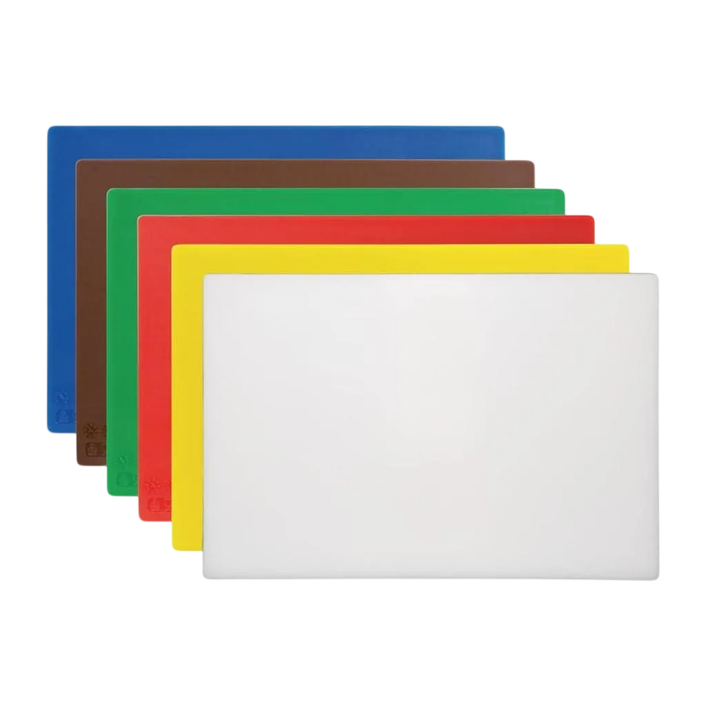 Hygiplas Antibacterial High Density Set of 6 Chopping Board Set - 450x300x12mm commercial kitchen equipment