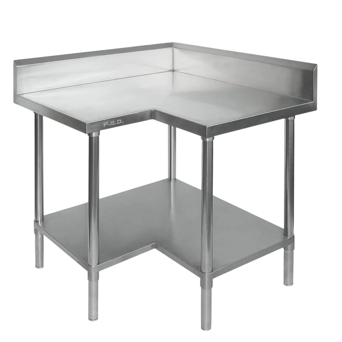 FED 0900-7-WBCB Corner Workbench – 900x900mm, Splashback & Undershelf commercial kitchen equipment