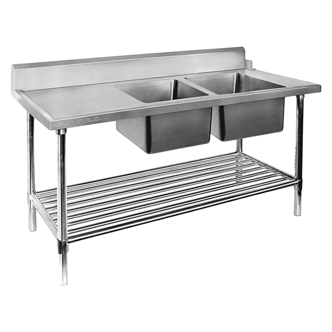 FED DSBD7-2400R/A Double Sink Dishwasher Bench Right Inlet – 2400mm, 304 Grade commercial kitchen equipment