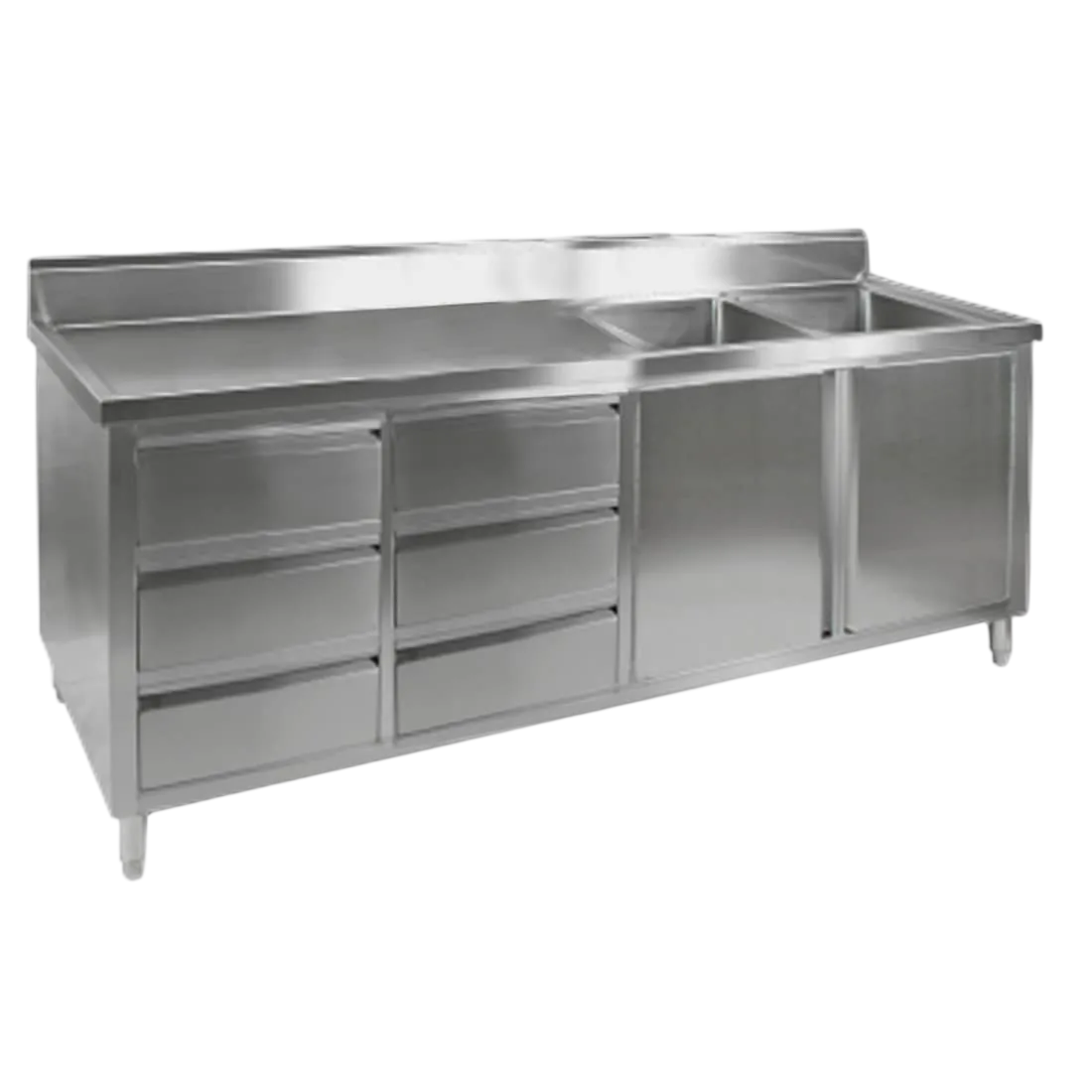 FED DSC-2400R-H Stainless Steel Kitchen Tidy Cabinet – Double Right Sinks (2400mm) commercial kitchen equipment