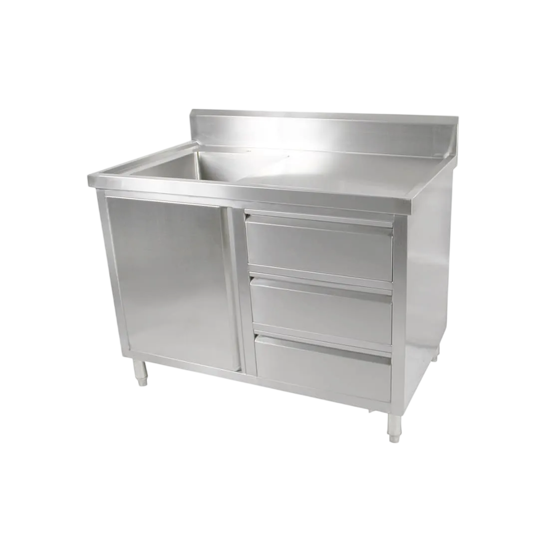 FED SC-6-1200L-H Modular Stainless Cabinet – 1200mm, Left Sink, Storage & Splashback commercial kitchen equipment