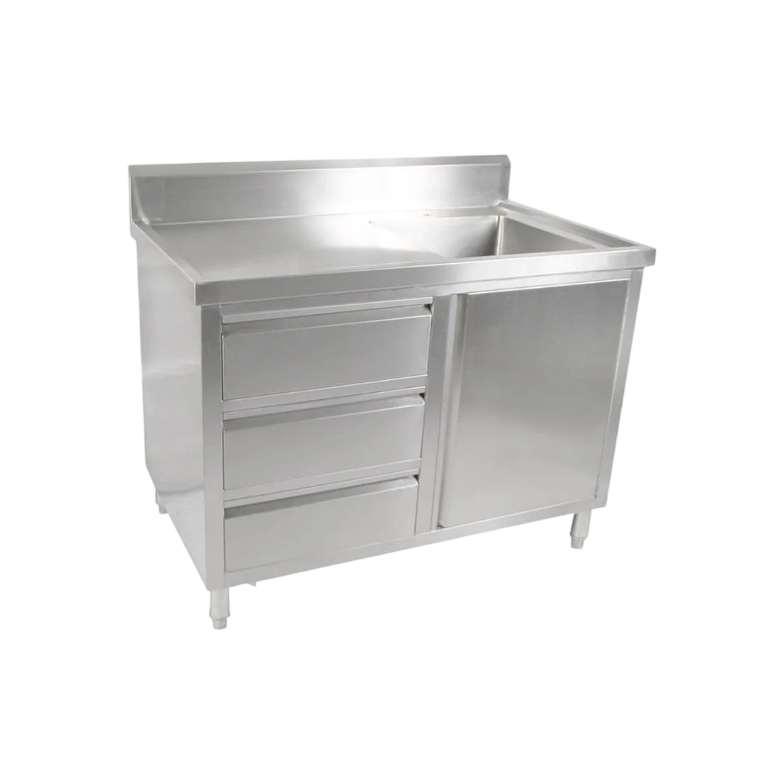 FED SC-6-1200R-H Stainless Work Cabinet – 1200mm, Right Sink, Storage & Splashback commercial kitchen equipment