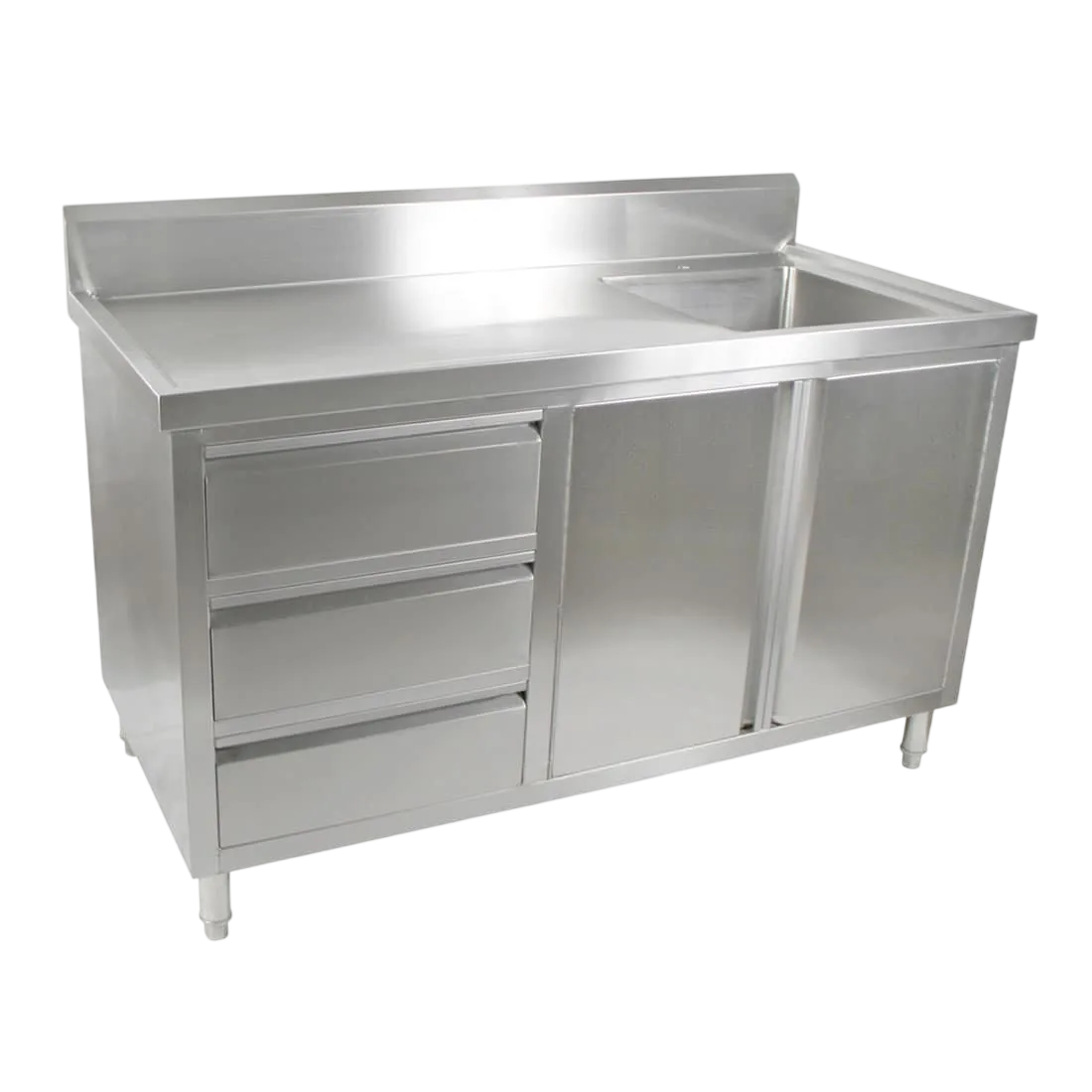 FED SC-6-1500R-H Modular Stainless Steel Cabinet – 1500mm, Right Sink, Storage, Splashback commercial kitchen equipment