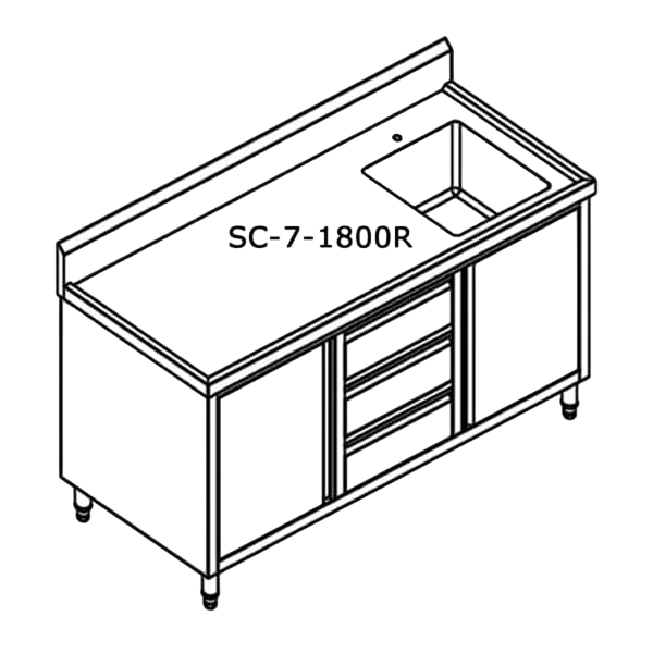 FED SC-7-1800R-H Stainless Steel Sink Cabinet – 1800mm Right Sink commercial kitchen equipment