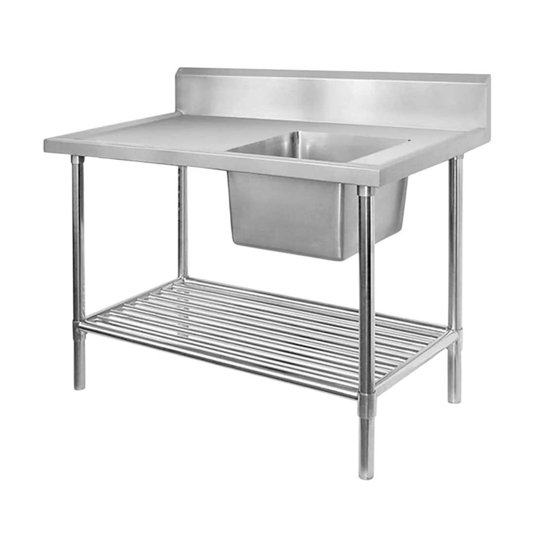 FED SSB6-1200R/A Right Sink Bench – 1200mm, Pot Undershelf | SUS304 Steel commercial kitchen equipment