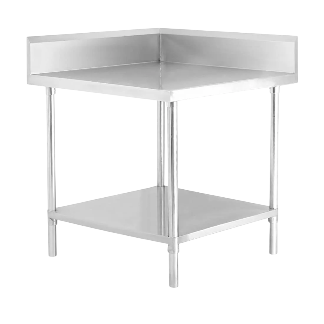 FED WBCB6-0600/A Stainless Steel Corner Workbench – 600x600mm with Splashback & Undershelf commercial kitchen equipment