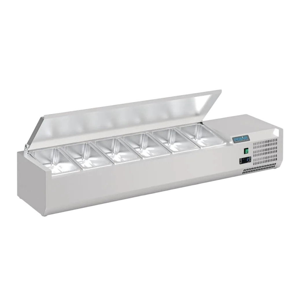 Polar G-Series Countertop Prep Fridge with Lid 6x 1/4GN with Hard Stainless Lid commercial kitchen equipment