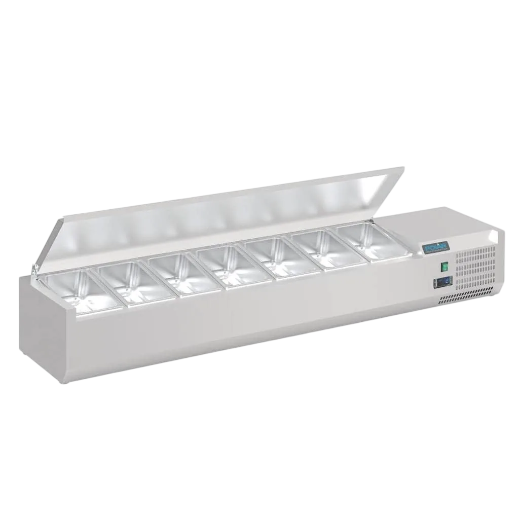 Polar FA855-A G-Series Prep Fridge – 7× 1/4GN, Countertop, Stainless Lid commercial kitchen equipment