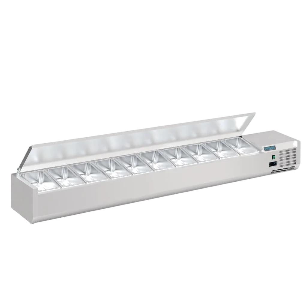 Polar FA857-A G-Series Prep Fridge – 10× 1/4GN, 2000mm, Stainless Lid commercial kitchen equipment