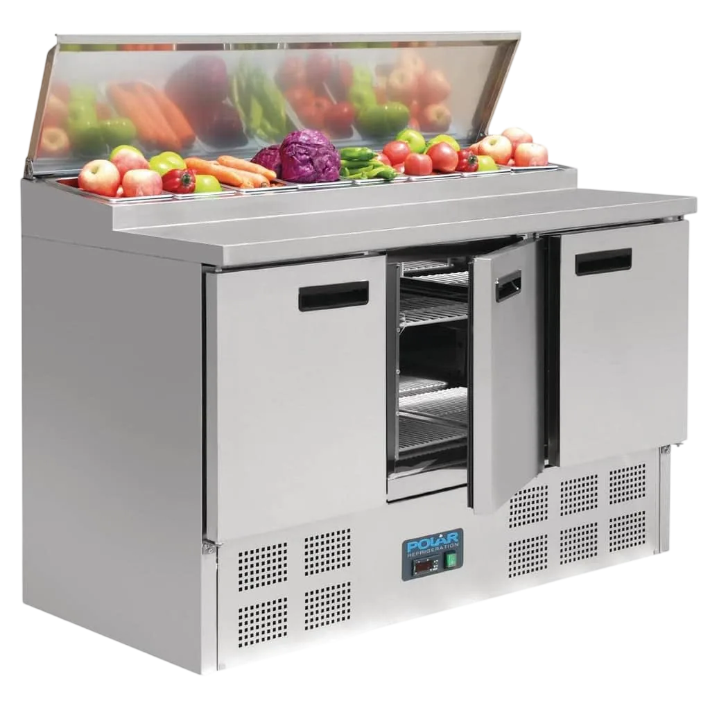 Polar G-Series G605-A Pizza Prep Counter Fridge 390L | Stainless Steel | Fan-Assisted Cooling commercial kitchen equipment
