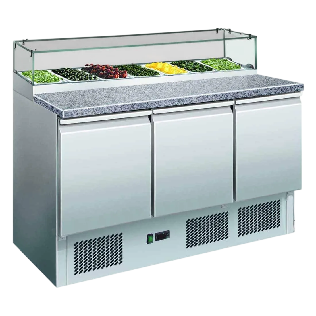 2NDs: Thermaster Three Door Salad Marble Prep Top GNS1300E-NSW1746 commercial kitchen equipment