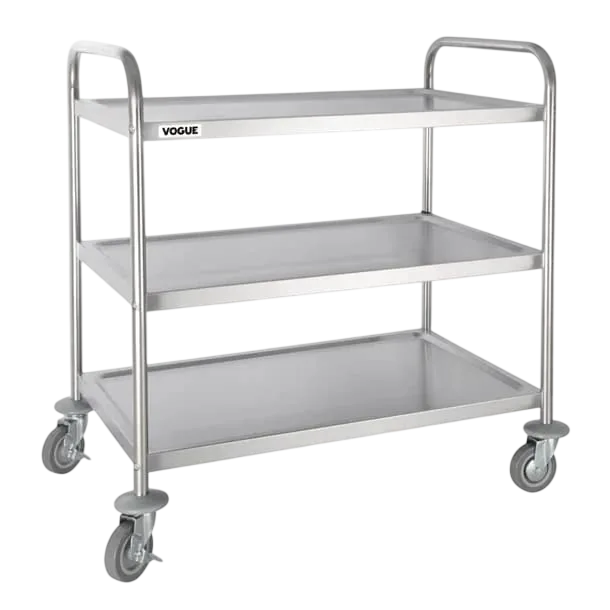 Vogue F995 3 Tier Clearing Trolley – Large Stainless Steel, 128kg Capacity commercial kitchen equipment
