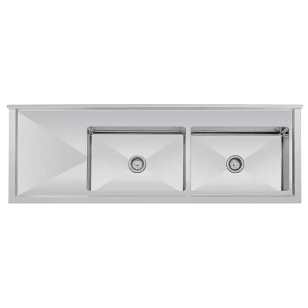 Vogue Double Bowl Sink L/H Drainer 1800mm HC908 commercial kitchen equipment