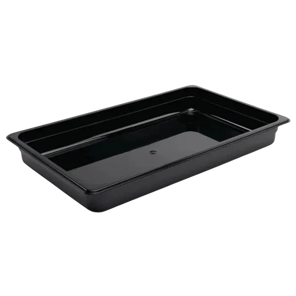 Vogue U454 Black Polycarbonate GN Pan – 1/1 GN x 65mm, 8.5L Capacity commercial kitchen equipment