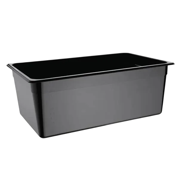 Vogue U457 Black Polycarbonate GN Pan – 1/1 GN x 200mm, 26L Capacity commercial kitchen equipment