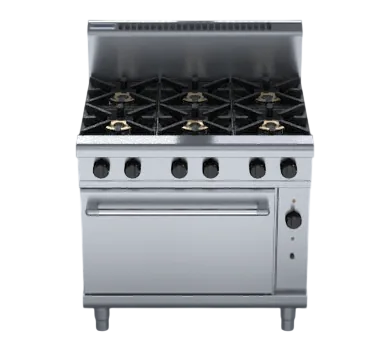 Waldorf RN8610GC Gas Range – 900 mm, 6 Burners with GN2/1 Convection Oven commercial kitchen equipment