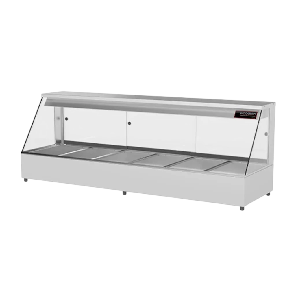 Woodson W.HFS26 Hot Food Display – 6 Bay Straight Glass Countertop commercial kitchen equipment