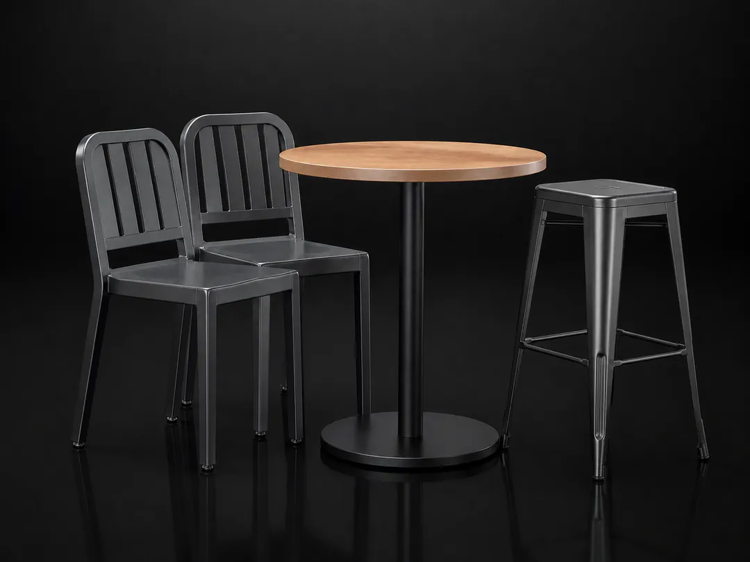 Commercial hospitality tables, chairs and stools