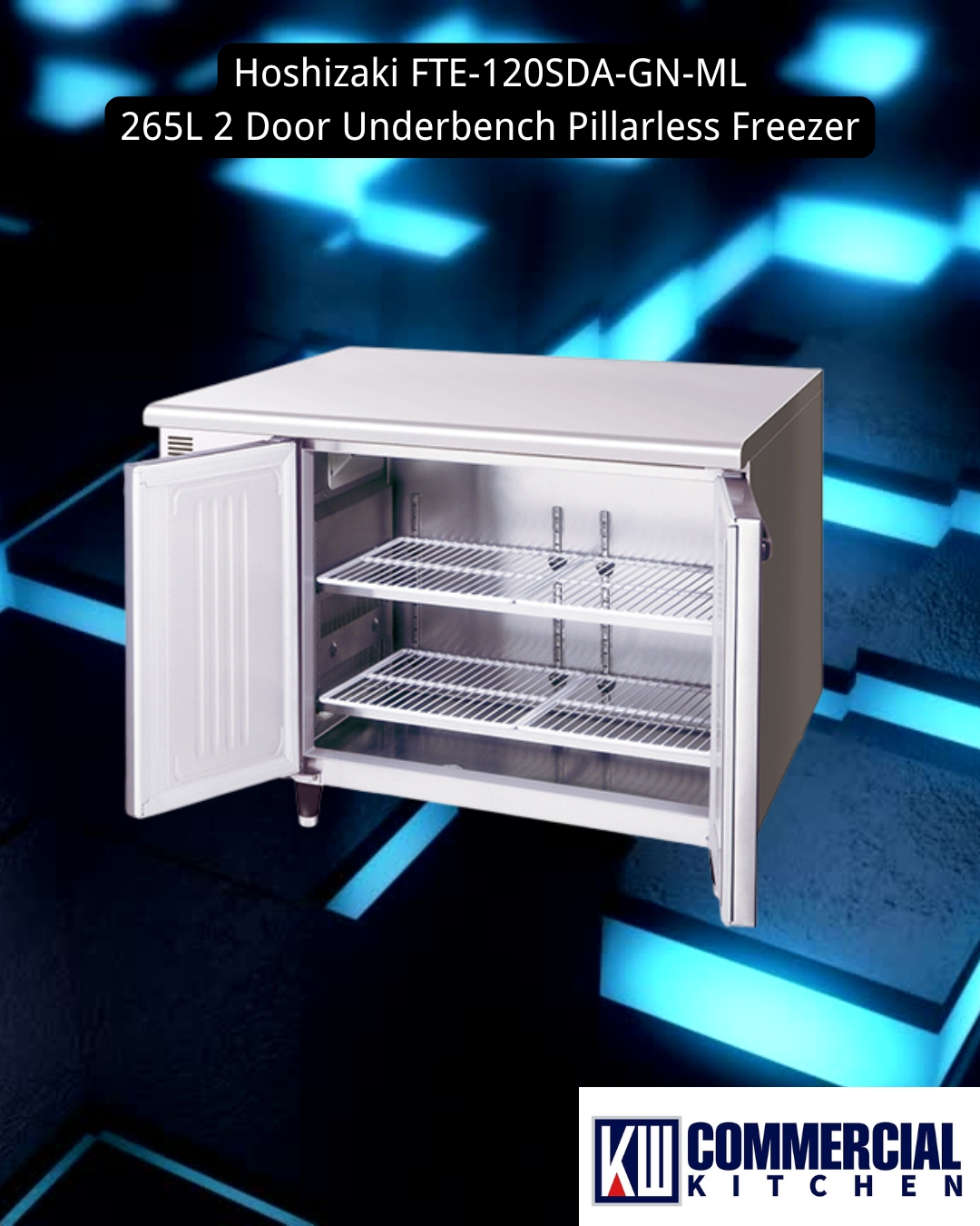 Hoshizaki RTE-120SDA-GN-ML – 2 Door Pillarless Underbench Fridge, 700mm Depth