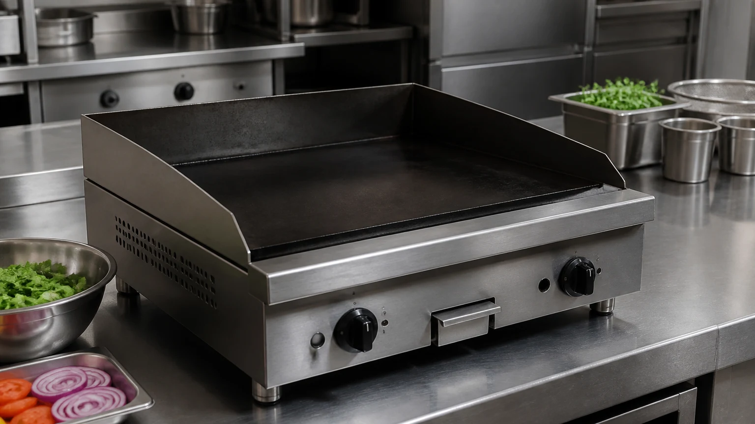 Choose a commercial benchtop griddle by plate area, service peak and site fit