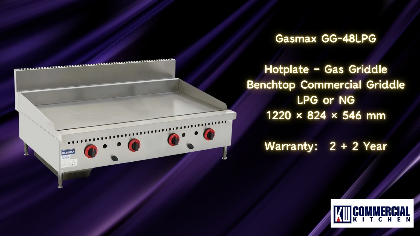Gasmax GG-48LPG Benchtop Griddle – 4 Burner LPG | Commercial Use