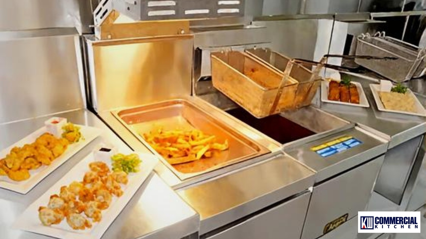 Anets gas deep fryer showing tube burner design