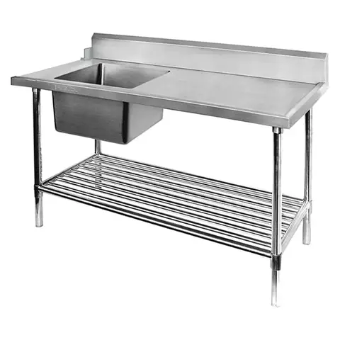 FED SSBD7-1200L/A stainless steel left inlet single sink dishwasher bench, 1200mm commercial dishwashing bench, Australia