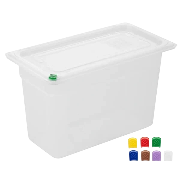 Hygiplas FZ094 Click PP 1/3 GN with Lid & 7 Colour clips - 200mm 6.9Ltr (Pack 4)