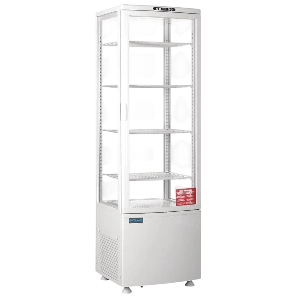 Polar CB509-A Curved Glass Door Display Fridge – 235L, 4-Sided View, White commercial kitchen equipment
