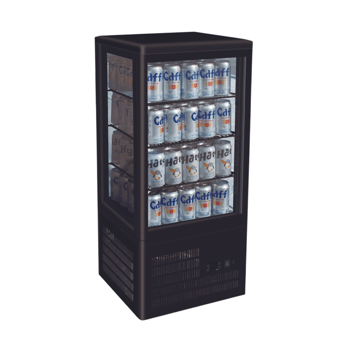 Thermaster TCBD78B Four-Sided Countertop Display Fridge | 78L Black commercial kitchen equipment