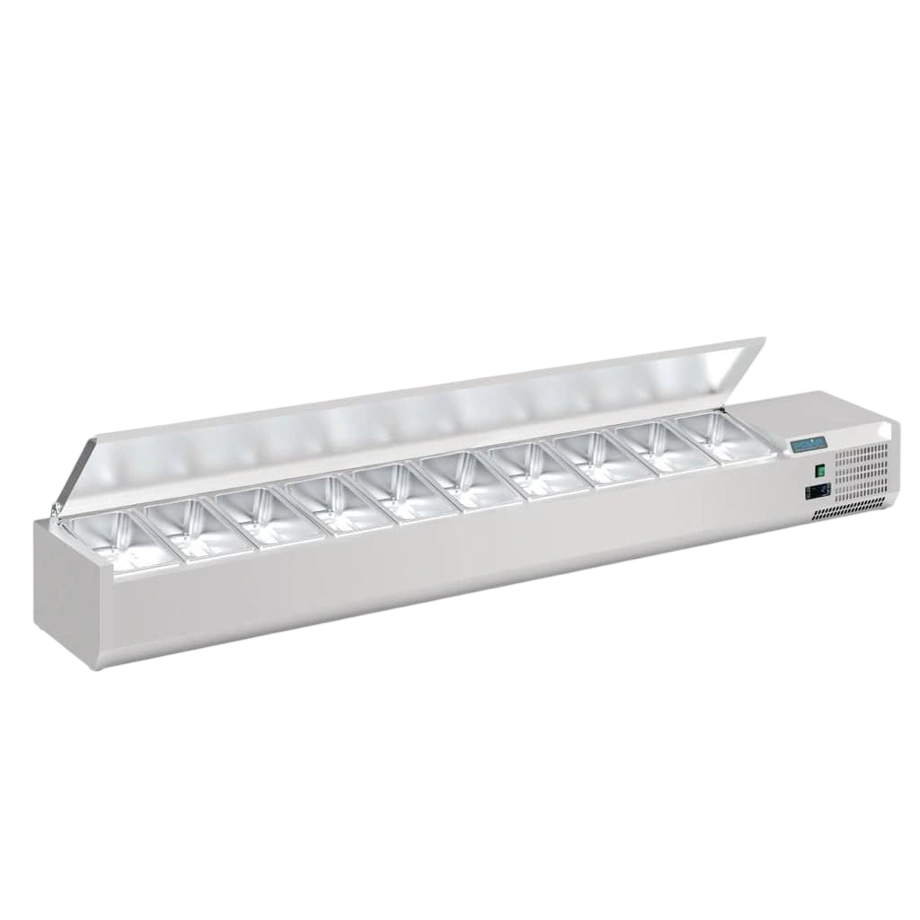 Polar FA857-A G-Series Prep Fridge – 10× 1/4GN, 2000mm, Stainless Lid commercial kitchen equipment