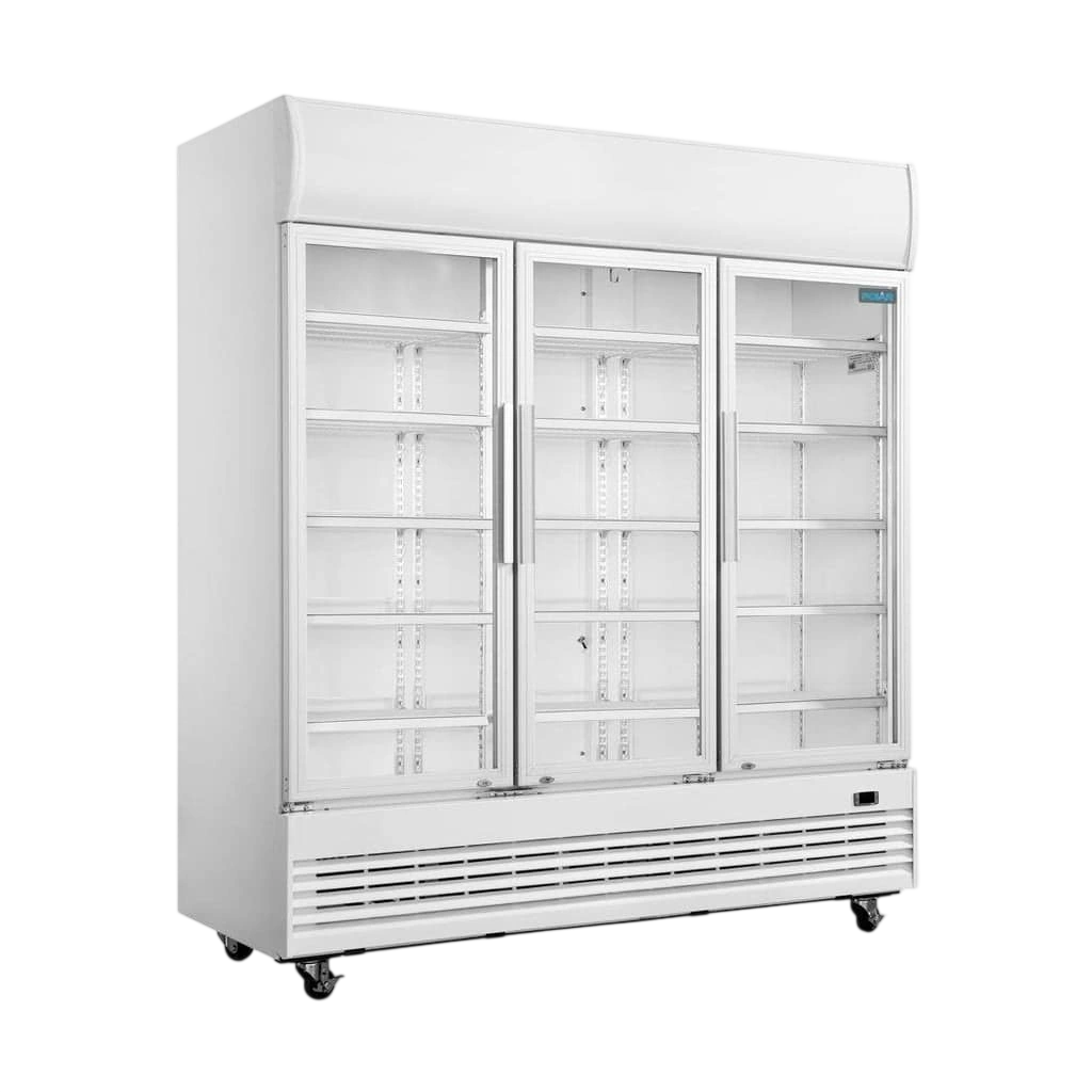 Polar GE769-A Triple Glass Door Display Fridge – 1300L, LED Lightbox, 15 Shelves commercial kitchen equipment