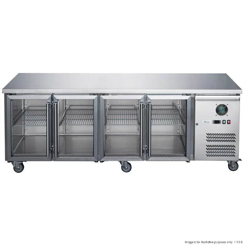 FED-X XUB7C22G4V Four Glass Door Bench Fridge – 563L Australia