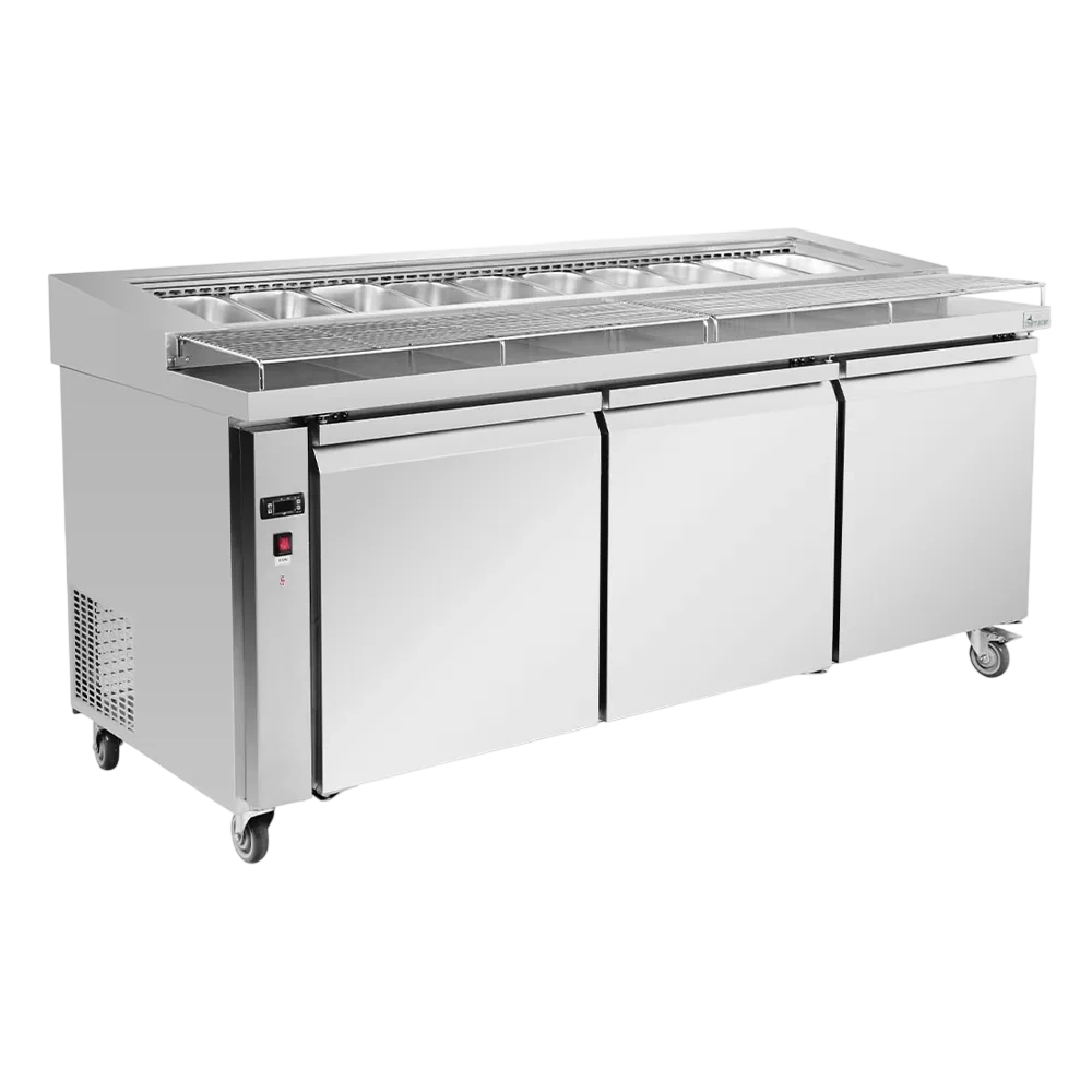 Thermaster PWB200 deluxe three-door pizza prep bench 2000×800×1000 mm, 550 L, stainless steel – Australia