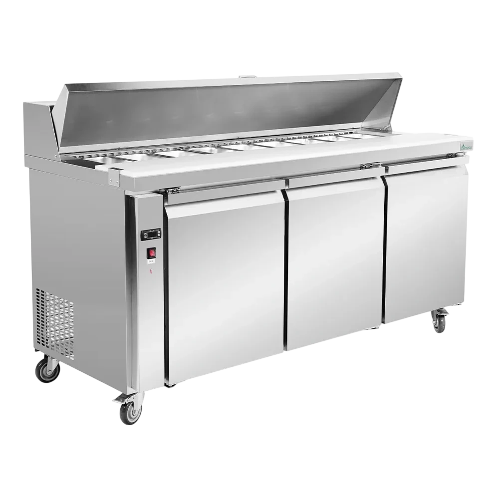 Thermaster SLB180 three-door sandwich bar fridge 1800×750×1090 mm, 390 L, R290 refrigerant – Australia