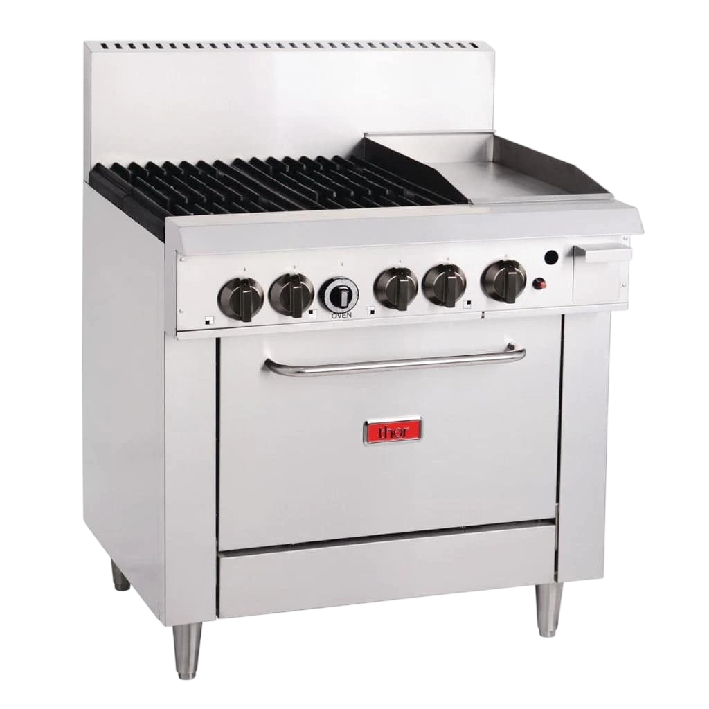 Thor GH102-P 4 Burner Oven with 12" Griddle with flame failure - LPG TR-4F-G12F LPG