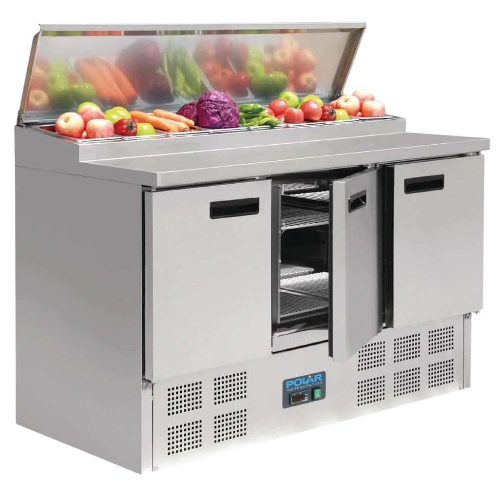 Polar G-Series G605-A Pizza Prep Counter Fridge 390L | Stainless Steel | Fan-Assisted Cooling commercial kitchen equipment