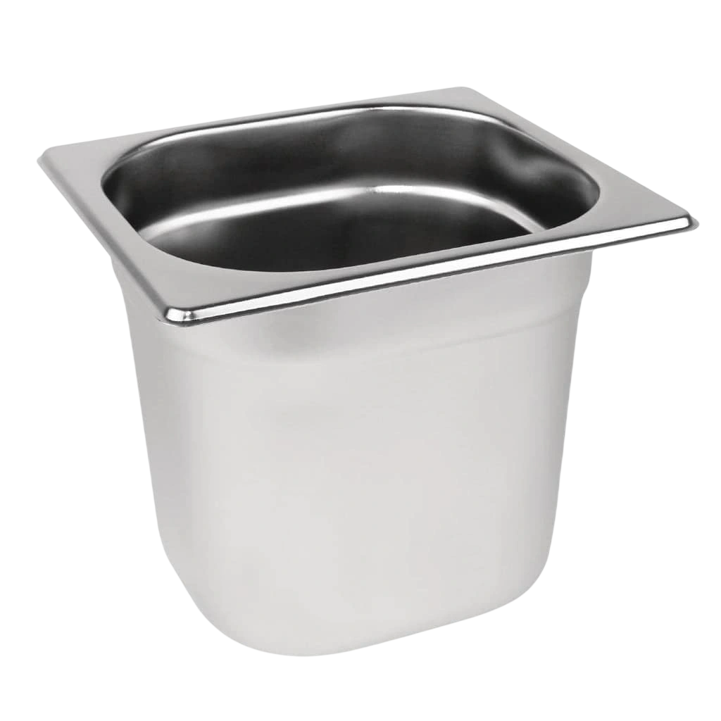 Vogue DN725 Stainless Steel Gastronorm Tray 1/6 Size – 150mm Deep commercial kitchen equipment